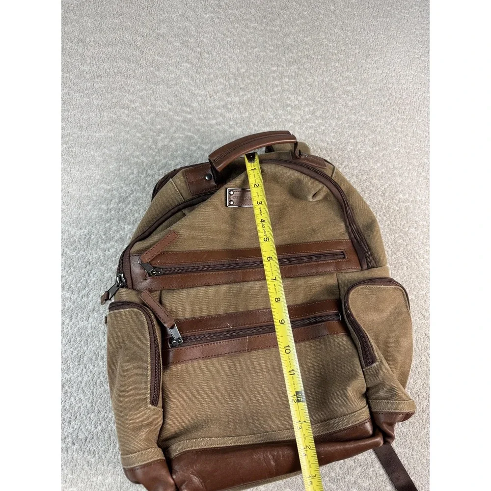 Renwick Canvas Leather Backpack Brown Multi Pocket Travel Laptop‎ Bag Unisex